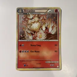 Arcanine - 1/123 - Holo Rare Heart Gold Soul Silver Pokemon near mint card - Image 1