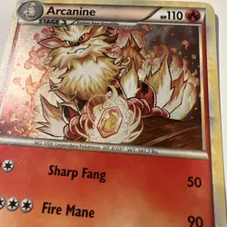 Arcanine - 1/123 - Holo Rare Heart Gold Soul Silver Pokemon near mint card - Image 2