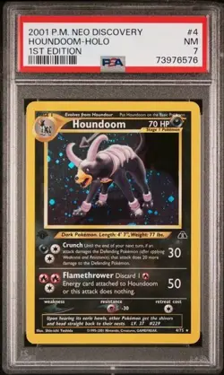 2001 Pokemon TCG Neo Discovery Houndoom Holo 4/75 1st edition PSA 7 - Image 1