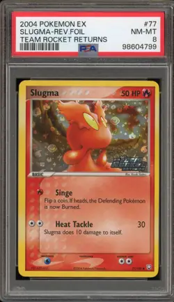 Pokemon Slugma EX Team Rocket Returns Reverse Holo #77 PSA 8 - Image 1