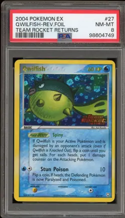 Pokemon Qwilfish EX Team Rocket Returns Reverse Holo Rare #27 PSA 8 - Image 1