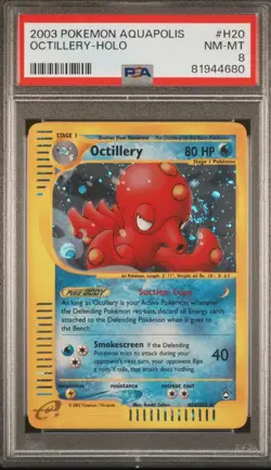 PSA 8 Octillery H20/H32 Aquapolis 2003 Pokemon Card Holo Foil E-Reader SWIRL - Image 1