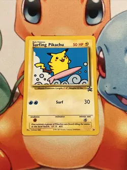 Surfing Pikachu 28 Pokemon TCG WOTC Black Star Promo Vintage NM/M (002) - Image 1