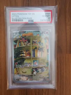 PSA 10 GEM MINT Pokemon TCG Litten Illustration Rare 167/162 Temporal Forces - Image 1