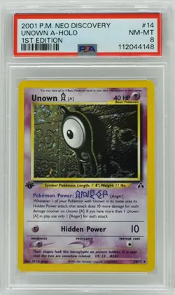 Pokemon 1st Edition Unown A Holo 14/75 Neo Discovery PSA 8 NM/Mint - Image 3