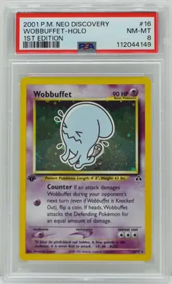 Pokemon 1st Edition Wobbuffet Holo 16/75 Neo Discovery PSA 8 NM/Mint - Image 3