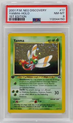 Pokemon 1st Edition Yanma Holo 17/75 Neo Discovery PSA 8 NM/Mint - Image 3