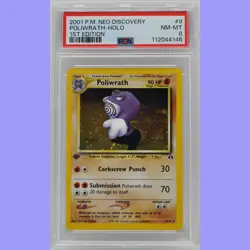 Pokemon 1st Edition Poliwrath Holo 9/75 Neo Discovery PSA 8 NM/Mint - Image 1