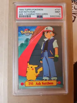 TV1 Ash Ketchum 1999 Pokemon Topps TV Animation Edition BLACK LOGO - Image 1
