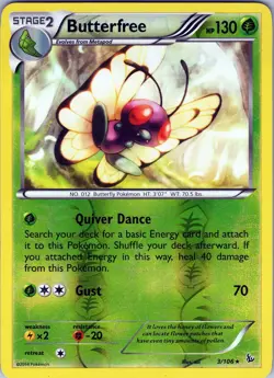 Butterfree 3/106 Rare - Pokemon TCG XY: Flashfire - Reverse Holo (NM) - Image 1