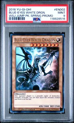 2016 YU-GI-OH! WSJ JUMP PACK SPRING PROMO #EN002 BLUE-EYES WHITE DRAGON PSA 9 - Image 1