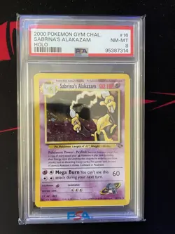 2000 Pokemon Gym Challenge Sabrina's Alakazam Holo Card PSA 8 - Image 1