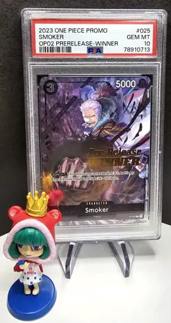 PSA 10 Smoker P 025 Pre Release Winner Gold Stamp Promo One Piece Card Game - Image 1