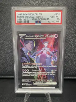 Pokemon TCG Destined Rivals Team Rockets Mewtwo EX Card 231/182 PSA 10 - Image 1