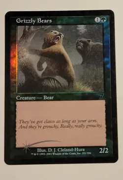 Grizzly Bears 7th Edition Foil MTG Magic Card # 251 7th Ed D.J. Cleland-Hura - Image 1