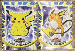 Pokemon Card Pikachu #26 Raichu #27 Topps TV Series Blue Label - 2 Card Set - Image 1