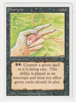 Gold Signed Deathgrip MP Revised Edition Artist Anson Maddocks 1994 MTG Magic! - Image 1