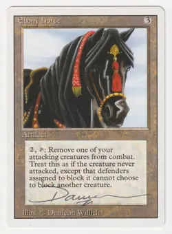 Signed Ebony Horse MP Revised Edition Artist Dameon Willich 1994 MTG Magic Rare! - Image 1