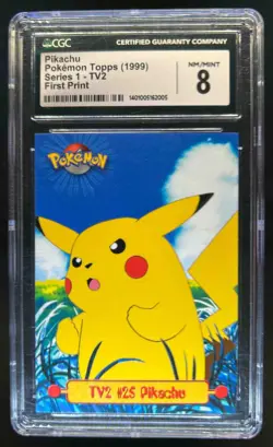1999 Topps Pokemon TV Animation Edition Series 1 Pikachu First Print #TV2 CGC 8 - Image 1
