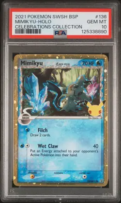 2021 POKEMON SWSH BLACK STAR PROMO CELEBRATIONS COLL #136 MIMIKYU-HOLO PSA 10 - Image 1