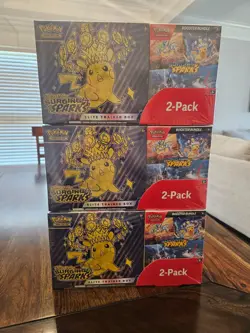 (Lot of 3) Pokemon Surging Sparks ETB + Booster Bundle Costco 2-Pack - Sealed - Image 1