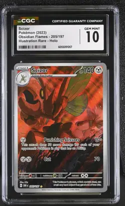 Pokemon Scizor Obsidian Flames Illustration Rare #205 CGC 10 Gem Mint - Image 1