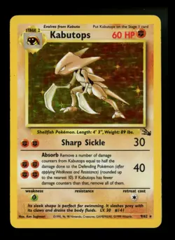 Kabutops 9/62 Fossil 1999 Holo Rare WOTC Pokemon Card TCG - Image 1
