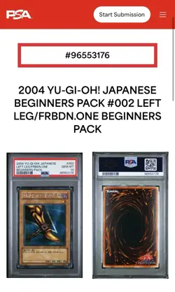 Yugioh Japanese Left Leg of the Forbidden One BP1-002 Beginners Pack PSA 10 Gem - Image 3