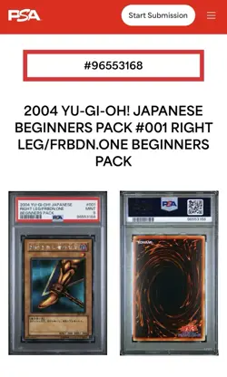 2004 Yu-Gi-Oh Japanese Beginners Pack 001 Right Leg Of The Forbidden One PSA 9 - Image 3