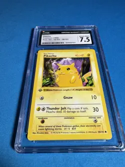 ⚡1st Edition PIKACHU Yellow Cheeks 1999 Pokemon Base Set Card CGC 7.5 Like PSA - Image 3