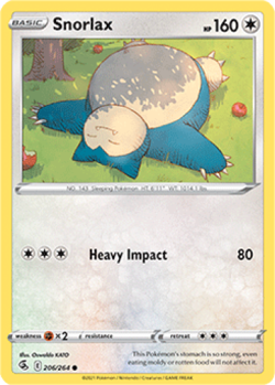 1x Snorlax 206/264 REVERSE HOLO Fusion Strike Pokemon TCG Card NM - Image 1