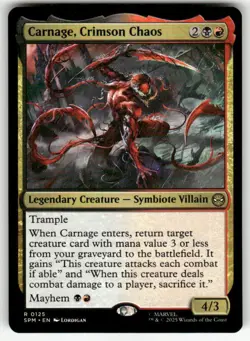 CARNAGE, CRIMSON CHAOS #125 (RARE) MTG MARVEL'S SPIDER-MAN - Image 1