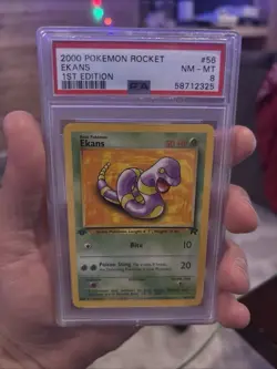 First Edition 2000 Pokemon Rocket 56/82 Ekans PSA NM-MT 8 - Image 1