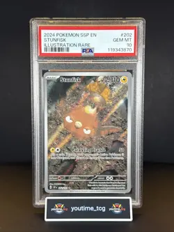 2024 Pokemon Ssp En-Surging Sparks Illustration Rare Stunfisk #202 PSA 10 - Image 1