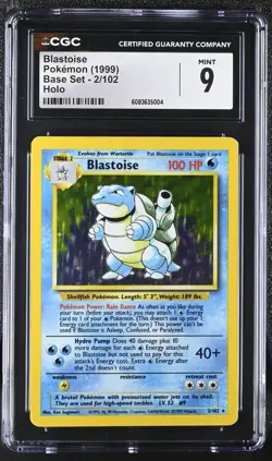 1999 POKEMON BASE SET HOLO #2 BLASTOISE CGC 9 - Image 1