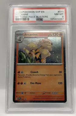 PSA 8 Arcanine Swirl 🌀 Black Star Promo 2023 Blister 11 Pokemon Scarlet Violet - Image 4
