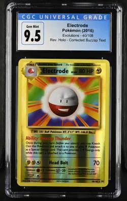 Pokemon Electrode Reverse Holo 40/108 XY Evolutions - CGC 10 Corrected Low Pop 5 - Image 1