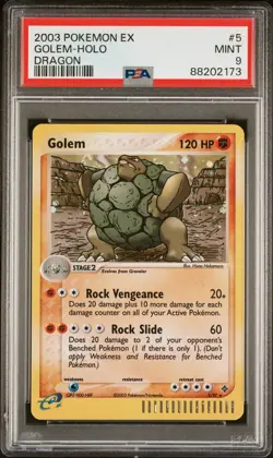 PSA 9 MINT Golem Holo 5/97 EX Dragon Pokemon Card 2003 E Reader Series - Image 1