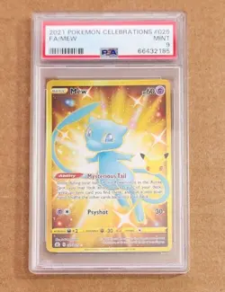 Pokemon- Mew 025/025 25th Anniversary Celebrations Full Art Gold Card PSA 9 Mint - Image 1