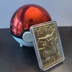 Pikachu 1999 Burger King 23k Gold Plated Card #25- Pokemon TOY Pokeball Vintage - Image 1