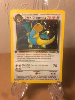 1st Edition Dark Dragonite Holo Rare 5/82 Team Rocket Pokemon Card MP/HP - Image 1