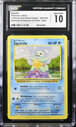 Squirtle Holo CGC 10 Pristine Pokemon Trading Card Classic Edition 2023 001/034 - Image 1
