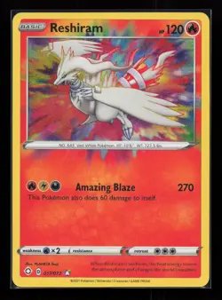 Reshiram 017/072 Amazing Rare Shining Fates Pokemon Card - Image 1