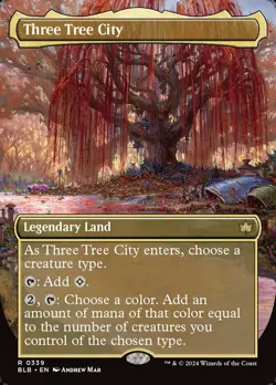 MTG Three Tree City (0339) - Borderless, NM-Mint, English Bloomburrow - Image 1
