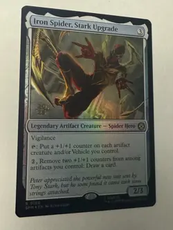 Iron Spider, Stark Upgrade - 0166 Marvel's Spider-Man MTG STAMPED PRELEASE FOIL - Image 3