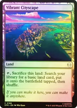 NM Foil Vibrant Cityscape, MTG, Marvel's Spider-Man, Magic the Gathering, 188 - Image 1