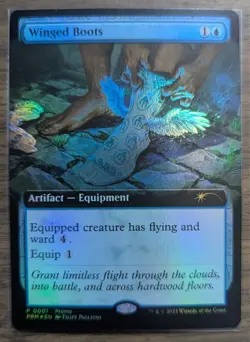MTG Winged Boots Foil Media Promo NM - Image 1