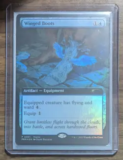 MTG Winged Boots Foil Media Promo NM - Image 2