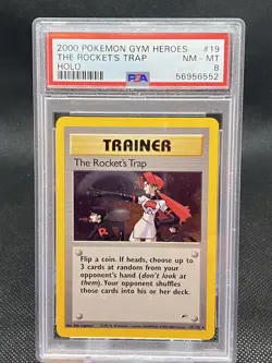 2000 POKEMON GYM HEROES THE ROCKETS TRAP HOLO PSA 8 NM MT TEAM ROCKET UNLIMITED - Image 1