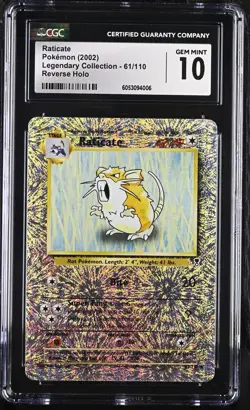Pokemon Raticate 61/110 Reverse Holo Legendary Collection - CGC 10 - Image 1